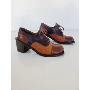 Sartore Sister's Paris Brown 3-tone 70's Platform Lace Up Oxford Boots 37.5/ 7.5